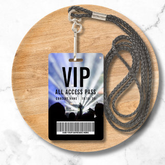 Custom Name Barcode VIP All Access Pass Concert ID Badge
