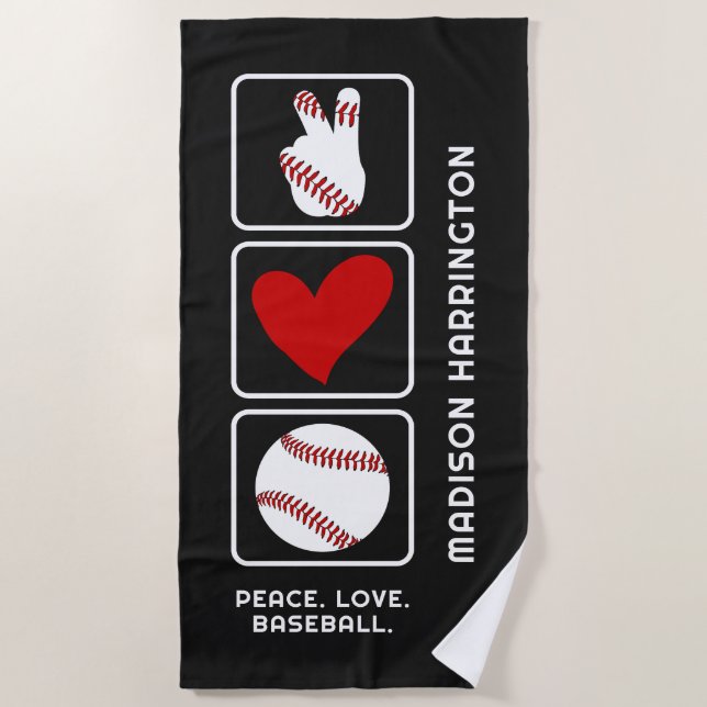 Custom Name Baseball Beach Towel (Front)