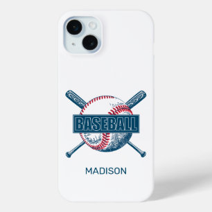 Custom Name Baseball iPhone 15 Mini Case