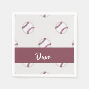 Custom name baseball grey pattern napkin