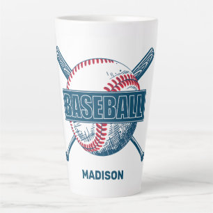 Custom Name Baseball Latte Mug