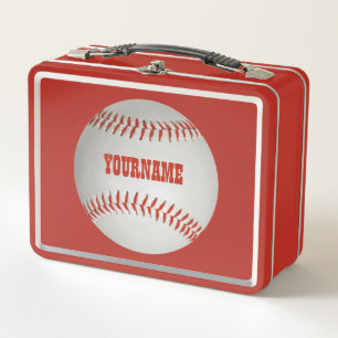 Custom Name Baseball Metal Lunch Box