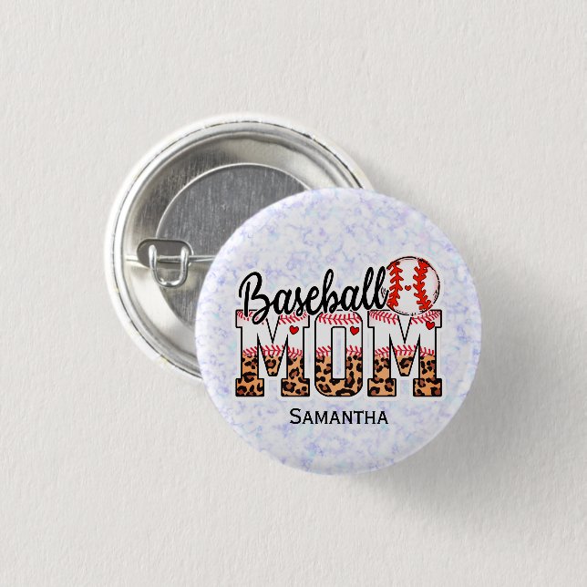 Custom Name Baseball Mom | Mother's Day 3 Cm Round Badge (Front & Back)