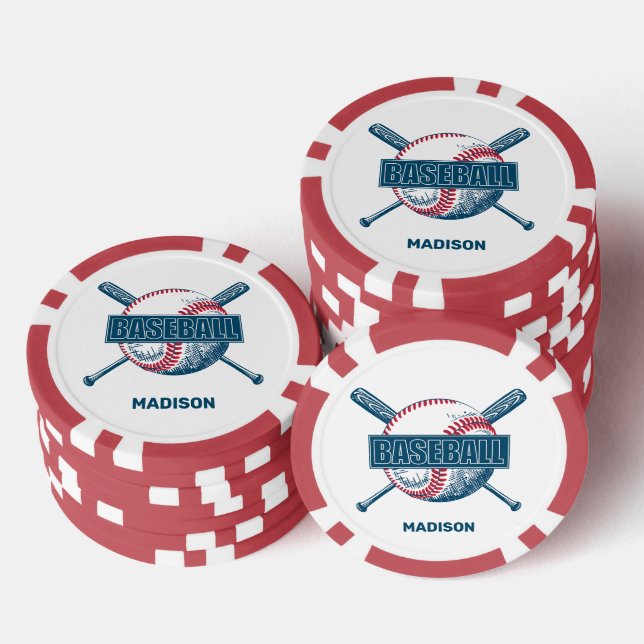 Custom Name Baseball Poker Chips (Stack)