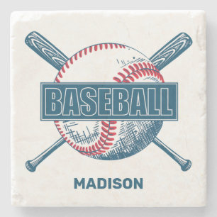 Custom Name Baseball Stone Coaster