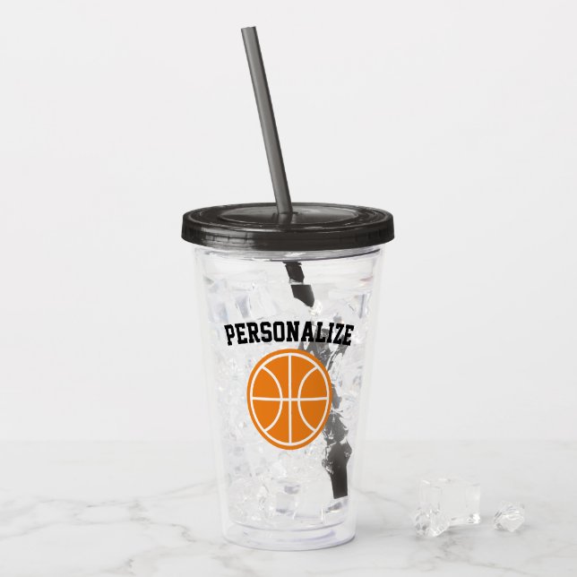 Custom name basketball acrylic tumbler glass (Front Ice)