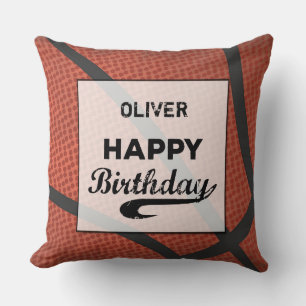 Custom Name Basketball Birthday Large Grunge Ball Cushion
