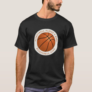 Custom Name Basketball Black and White Orange T-Shirt