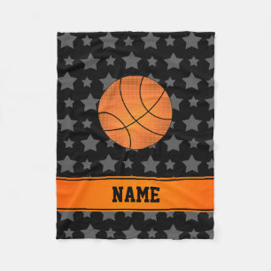 Custom name basketball black stars fleece blanket