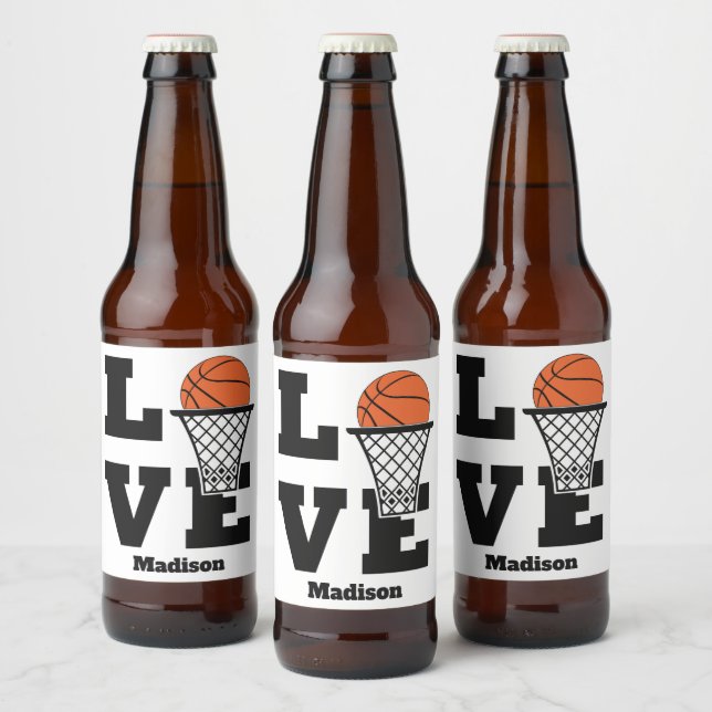 Custom Name Basketball Love Beer Bottle Label (Bottles)