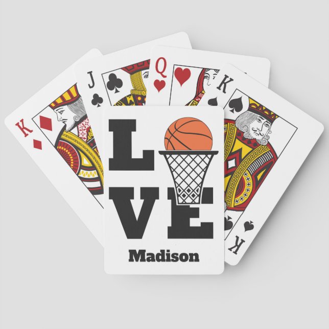 Custom Name Basketball Love Playing Cards (Back)