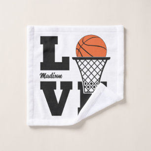 Custom Name Basketball Love Wash Cloth