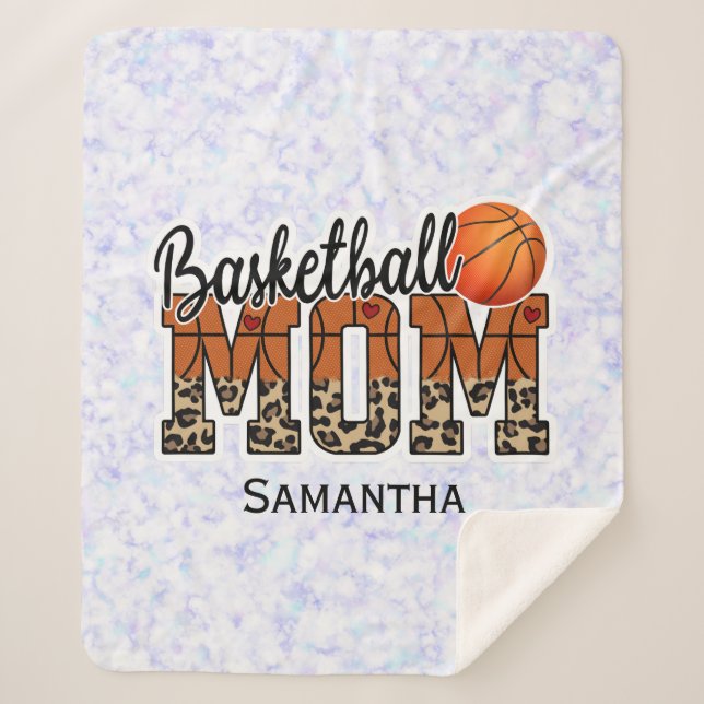 Custom Name Basketball Mom | Mother's Day Sherpa Blanket (Front)