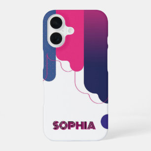 custom name BAUHAUS PINK WHITE DOTS PURPLE iPhone 16 Case