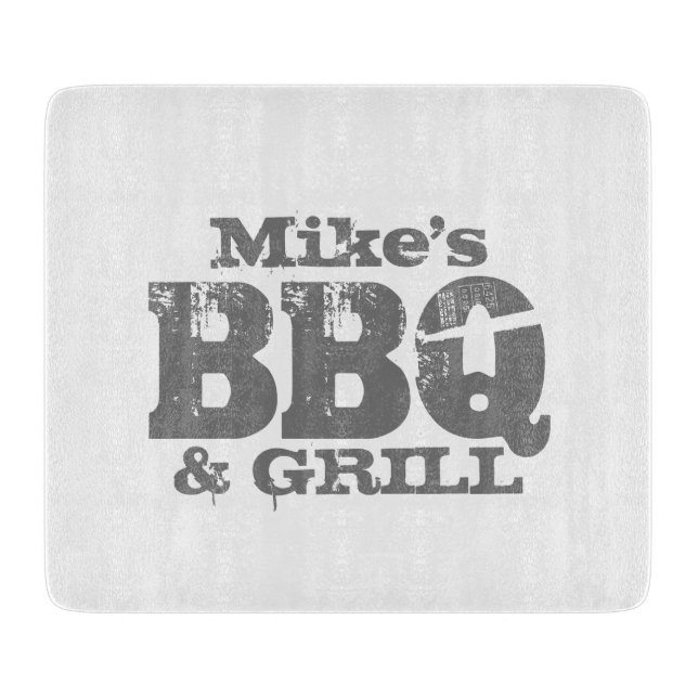 Custom name BBQ grill master cutting board gift (Front)