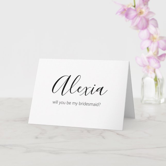 custom name be my bridesmaid  minimalist card (Orchid)