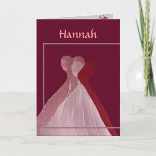 CUSTOM NAME Be My Bridesmaid Pink and Red Gowns Invitation