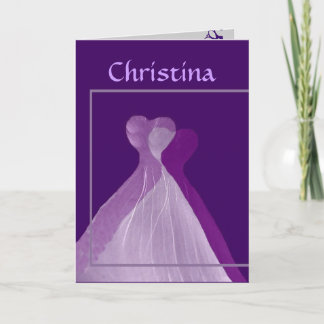 CUSTOM NAME Be My Bridesmaid with Purple Gowns Invitation