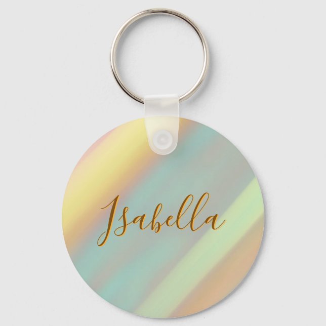 Custom Name Beach Coastal Pastel  Key Ring (Front)