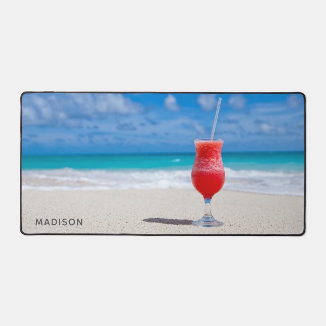 Custom name Beach Coctail Desk Mat (Front)