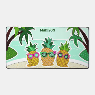 Custom Name Beach Pineapples Desk Mat
