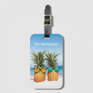 Custom Name Beach Pineapples Luggage Tag