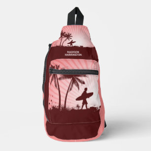 Custom Name Beach Surfer Sling Bag