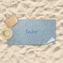 Custom Name Beach Towel–Sea Shell & Coral Print
