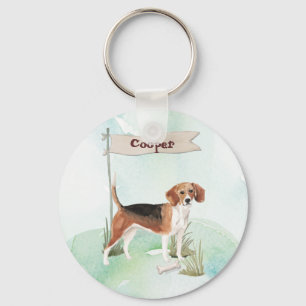 Custom Name Beagle Pet Dog Key Ring