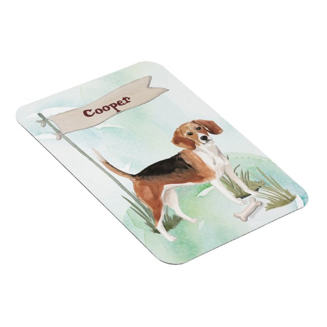 Custom Name Beagle Pet Dog Magnet (Right Side)