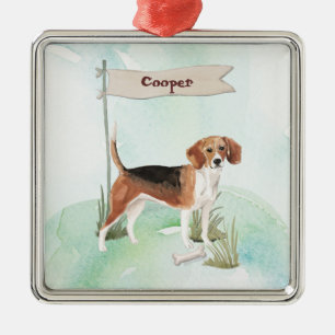 Custom Name Beagle Pet Dog Metal Tree Decoration