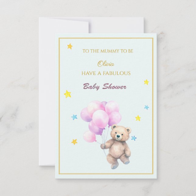 Custom Name Bear floating balloons Baby Shower (Front)