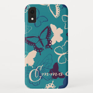 Custom Name Beautiful Butterfly Pattern iPhone XR Case