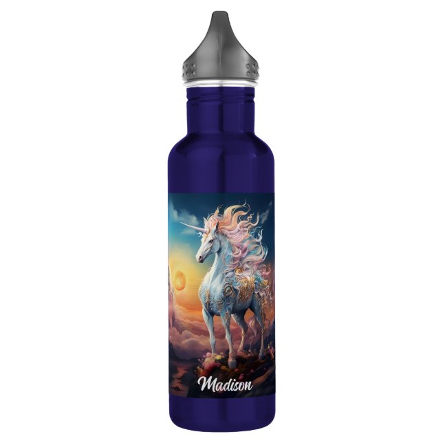 Custom Name Beautiful Unicorn 710 Ml Water Bottle (Left)