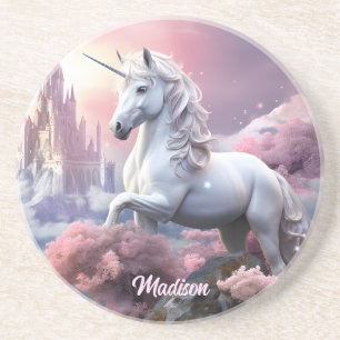 Custom Name Beautiful Unicorn Coaster