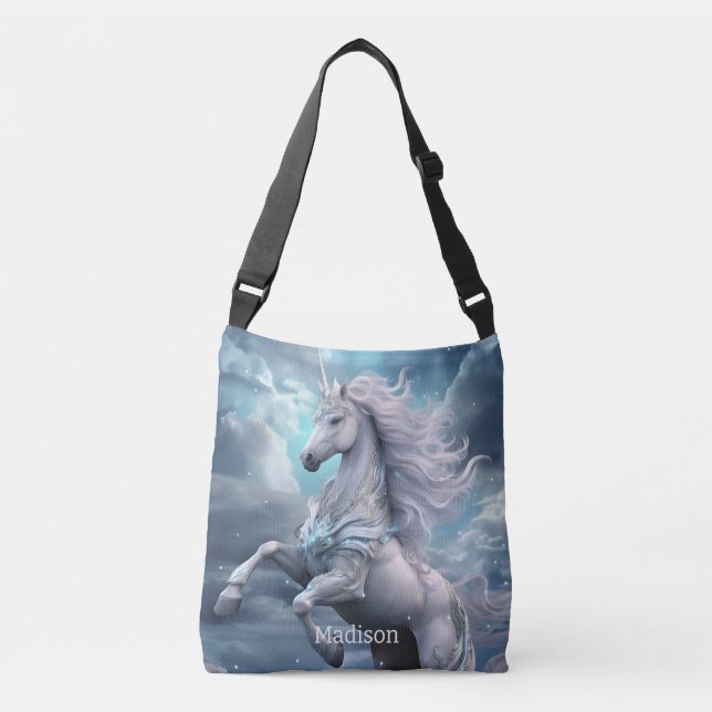 Custom Name Beautiful Unicorn Crossbody Bag (Front)