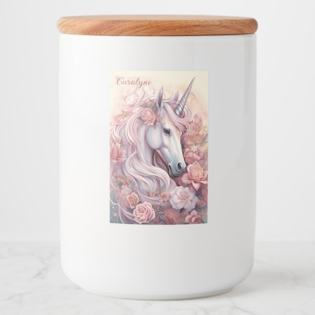 Custom Name Beautiful Unicorn Food Label (Front)