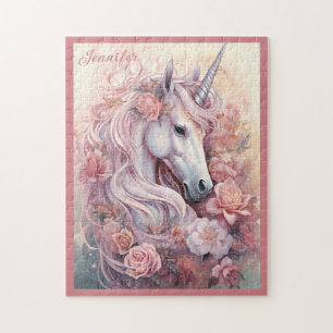 Custom Name Beautiful Unicorn Jigsaw Puzzle