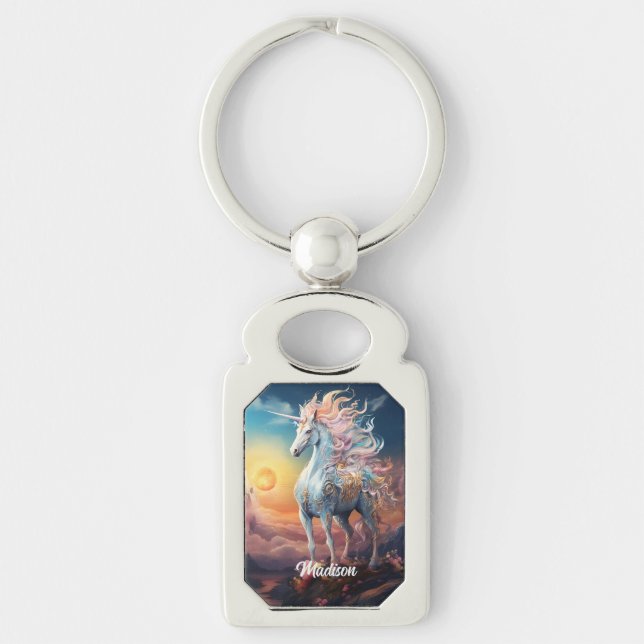 Custom Name Beautiful Unicorn Key Ring (Front)