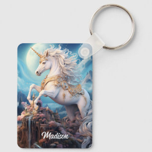 Custom Name Beautiful Unicorn Key Ring