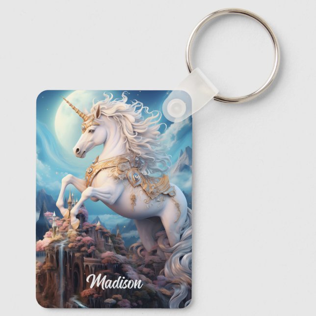 Custom Name Beautiful Unicorn Key Ring (Back)