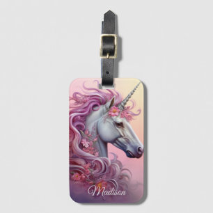 Custom Name Beautiful Unicorn Luggage Tag