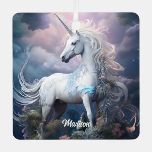 Custom Name Beautiful Unicorn Metal Tree Decoration