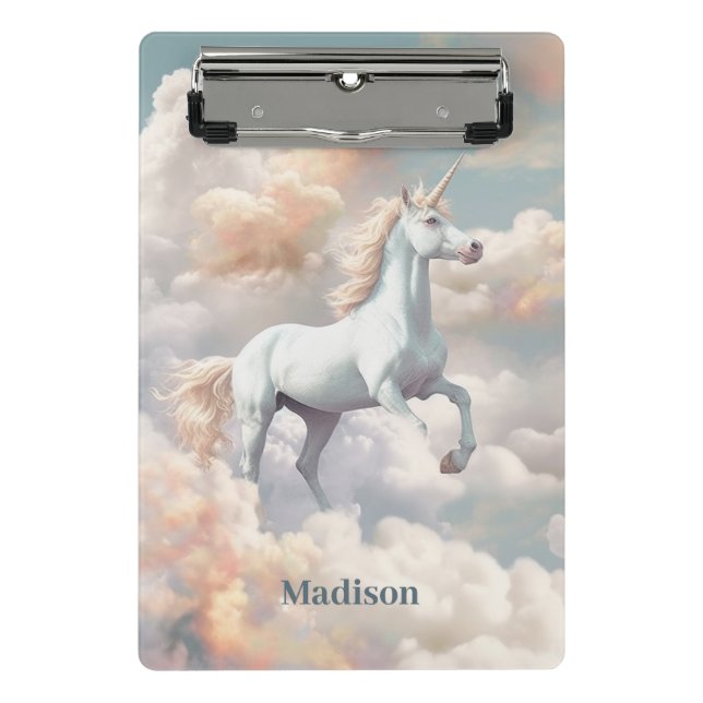 Custom Name Beautiful Unicorn Mini Clipboard (Front)