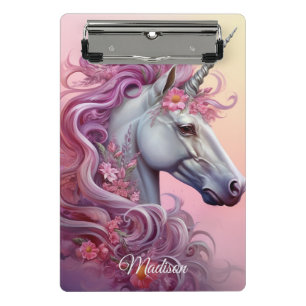 Custom Name Beautiful Unicorn Mini Clipboard
