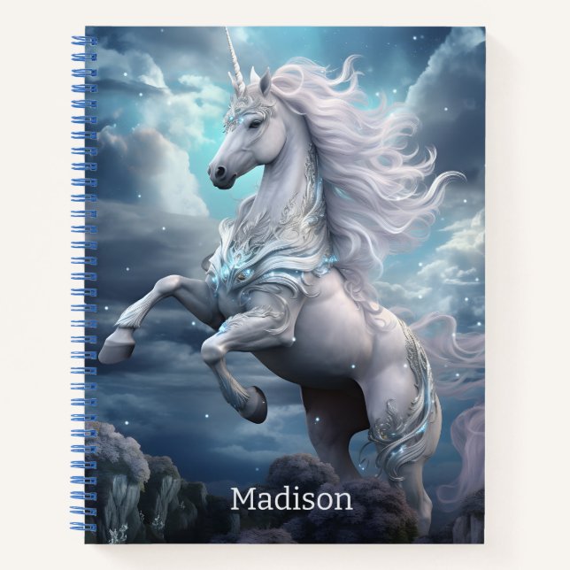 Custom Name Beautiful Unicorn Notebook (Front)