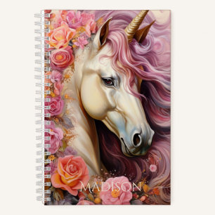 Custom Name Beautiful Unicorn Notebook
