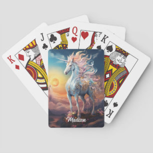 Custom Name Beautiful Unicorn Playing Cards