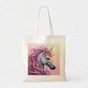 Custom Name Beautiful Unicorn Tote Bag