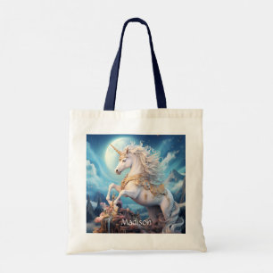 Custom Name Beautiful Unicorn Tote Bag
